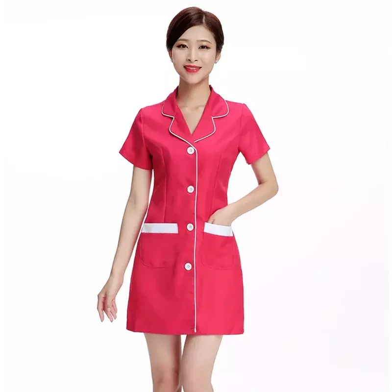 Uniforme di bellezza rosa con abito da estetista salon abiti da lavoro uniformi Spa scrub coat Spa white robe abbigliamento sperimentale