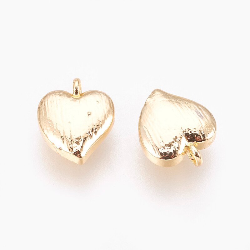10 stücke kleine Herz Charms Messing Charms baumeln Ohrring Anhänger echte 18 Karat vergoldet für Schmuck machen DIY Armband Halskette