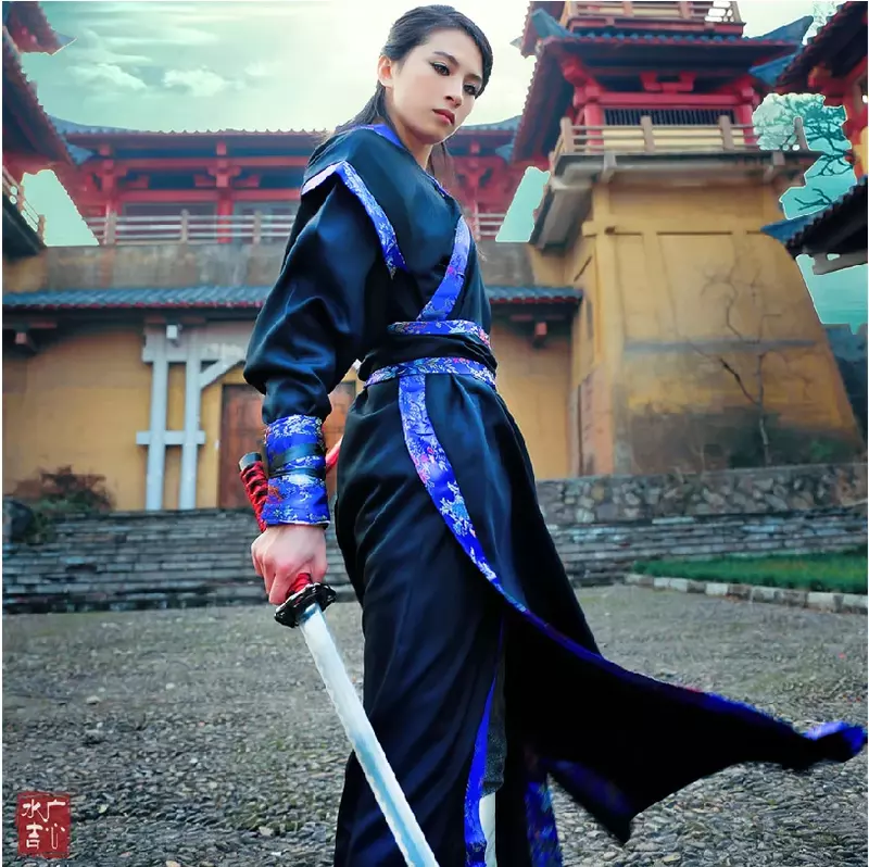 Disfraz de caballero espadachín, Hanfu, vestido de espectáculo de moda, guerrero antiguo, Cosplay chino antiguo