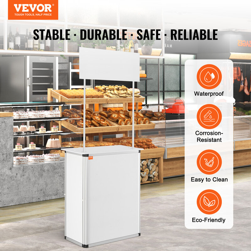 VEVOR Promotion Counter Table Portable Tradeshow Podium Table Display Exhibition Counter Stand Booth Fair  Pop Up Podium Table