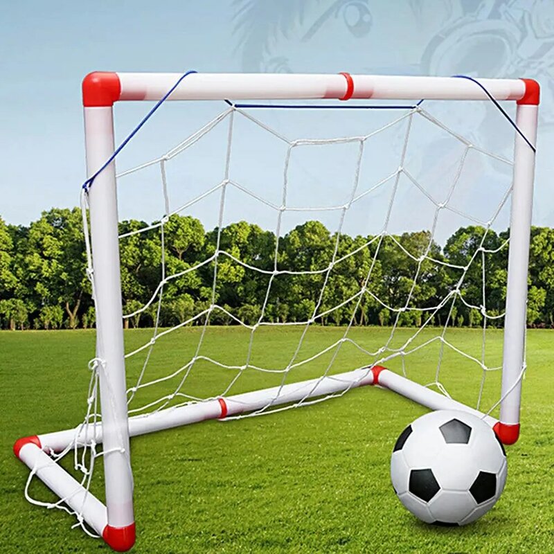 Mini Football Soccer Ball Goal Post Net Set Kids Children Target Training Goal Set Outdoor Indoor Goal Net Pump Post Play Toy