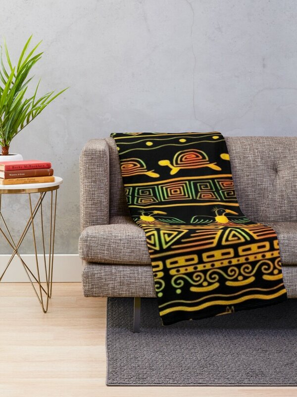 Selimut sofa pola Afrika kotak-kotak di sofa, selimut empuk besar lembut