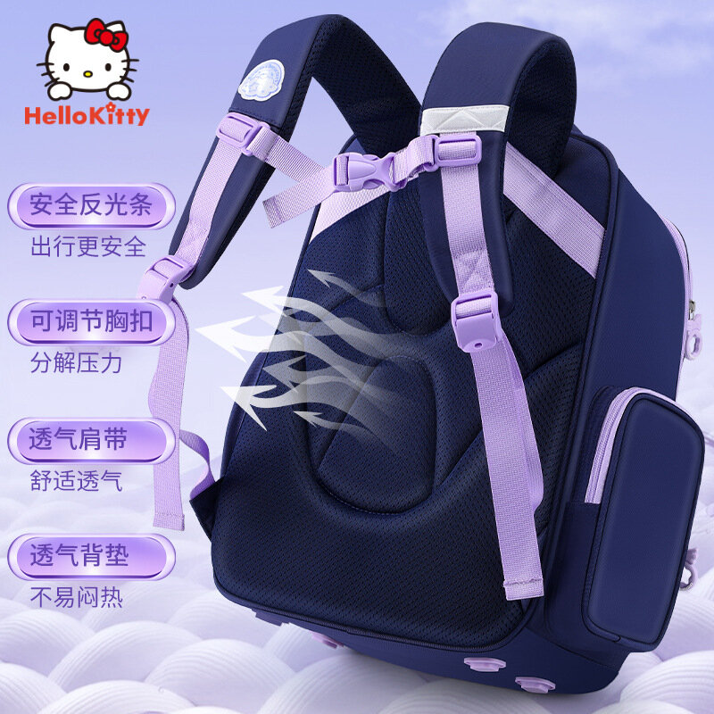 Школьный ранец Sanrio для мальчиков и девочек, легкий вместительный рюкзак с милым мультяшным рисунком для защиты позвоночника