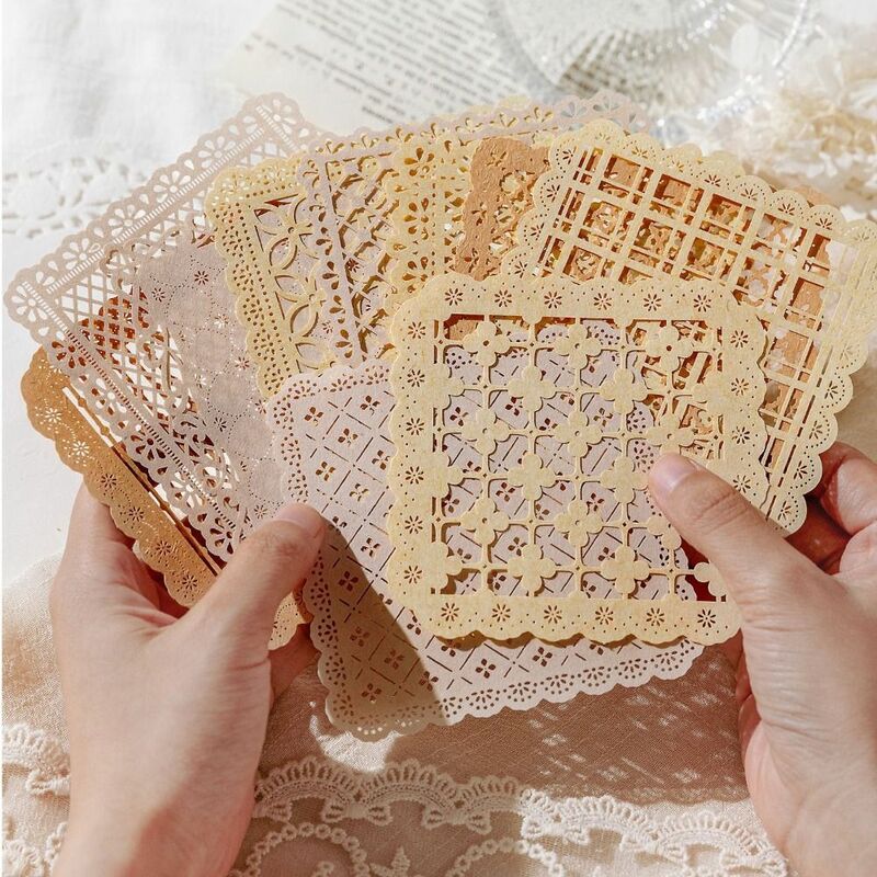 10pcs/pack Hollow Out Hand Lace Lace Paper Scrapbooking Material Paper Journal Diary Decor Collage Paper Scrapbook Supplies