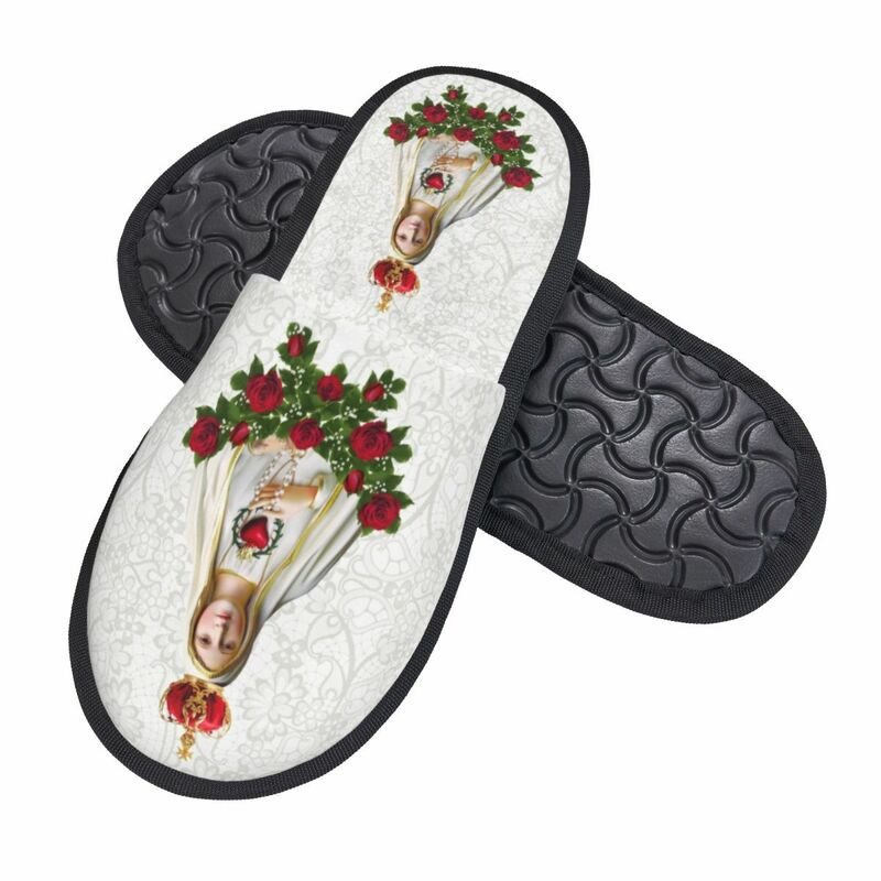 Pantofole per gli ospiti della vergine maria di nostra signora di Fatima per le donne dell'hotel stampa personalizzata pantofola per la casa cattolica del rosario del portogallo