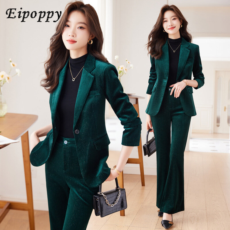 Pleuche Suit Coat Women's Autumn and Winter New Fashion Goddess Business Wear Western Style Casual Suit
