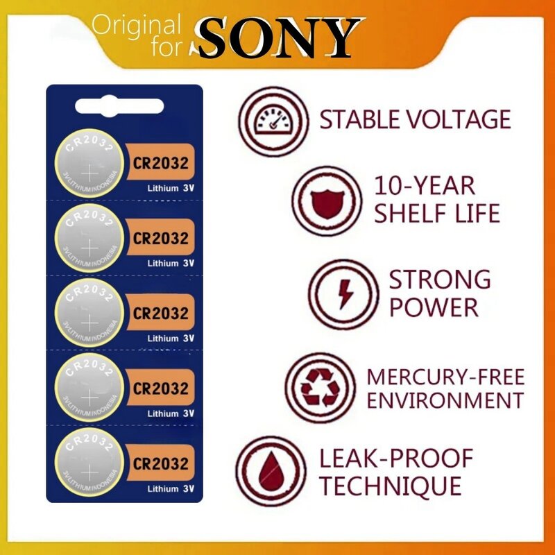 Pile bouton d'origine pour Sony, CR2032, CR2032, Cr 2032, montre, jouets, télécommande, ordinateur, calculatrice, contrôle, 2-50 pièces