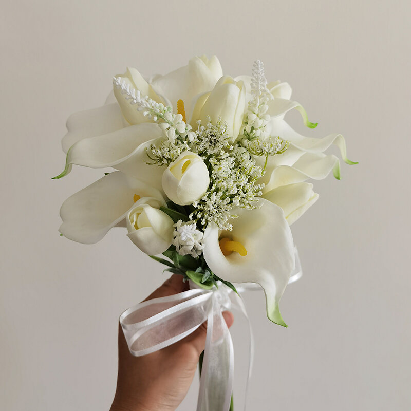 Wedding Bouquet Artificial Calla Lily Hand Bouquet Bridal Holding Flowers for Bridesmaid Wedding Flowers Bridal Accessories