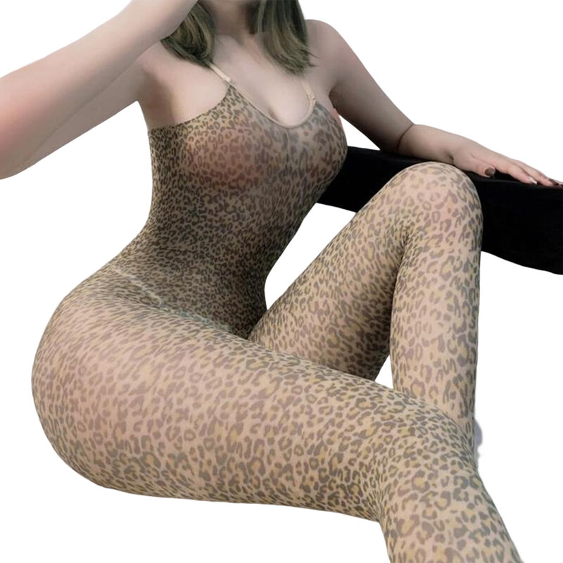 Women's See Through Party Jumpsuits One Piece Outfits Leopard Clubwear Jumpsuit ​Suitable for ​Valentine's Day Gift