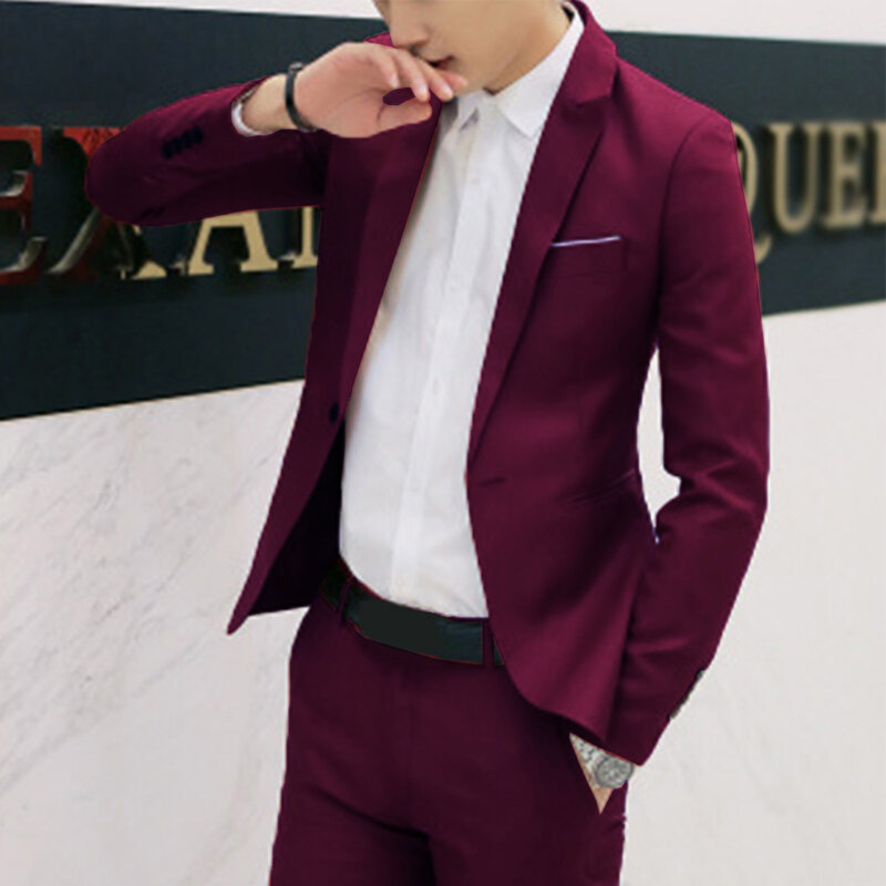 Men\'s Casual Slim Fit Formal Button Suit Blazer Coat Jacket Tops Mens Wedding Tuxedos Suits Blazer Masculino Slim Clothing
