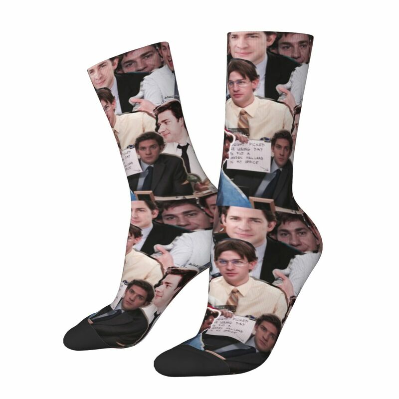 Офисные Юмористические носки Jim Halpert, мужские женские модные носки для ТВ-шоу, сумасшедшие носки на весну, лето, осень, зиму, носки средней длины, подарок