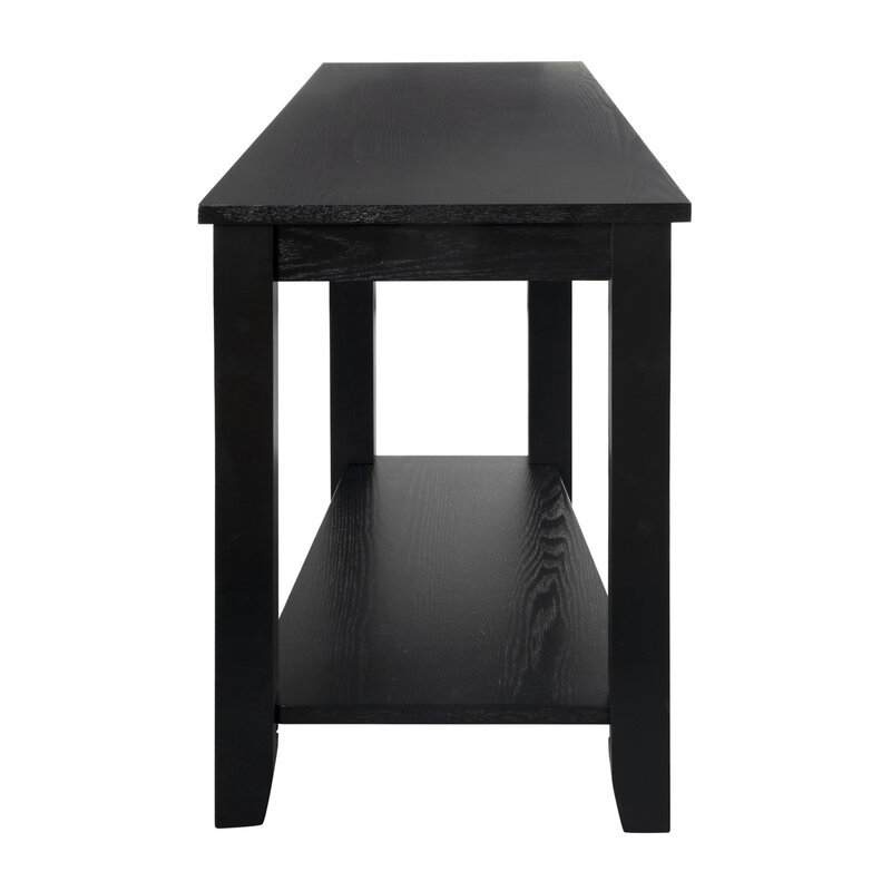 โต๊ะเก้าอี้สีดำสไตล์ร่วมสมัยพร้อมชั้นวางของด้านล่างเฟอร์นิเจอร์ไม้รูปทรงลิ่มโต๊ะข้าง1ชิ้น