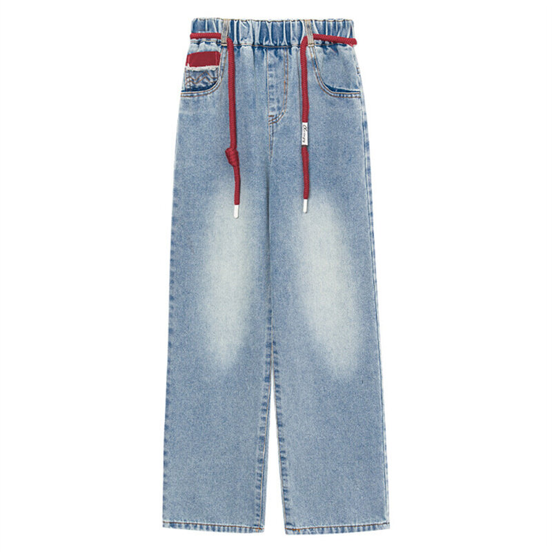 Girls Jeans 2024 new wide-leg pants for children, Korean version for children 6-15 years old