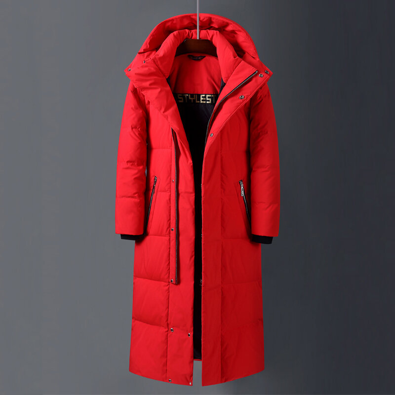 Abrigo de plumón con capucha para hombre, chaqueta de plumón de pato blanco, grueso y cálido, Parkas negras de marca de alta calidad, 90%
