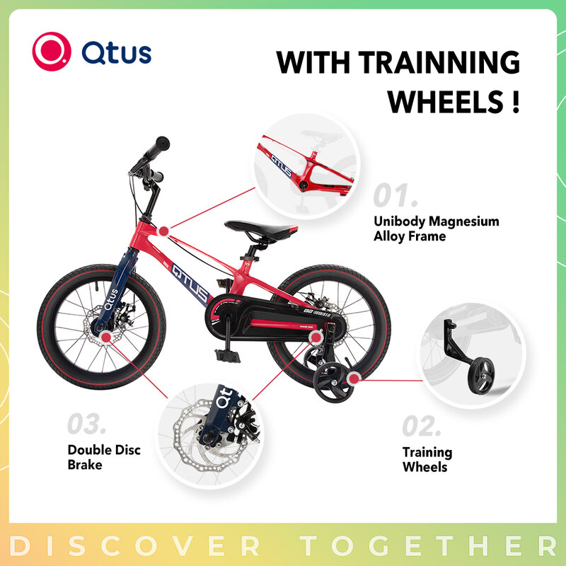 Qtus b2 antloe子供用バイク、レーシングバイク、ユニボディマグネシウム合金フレーム、absディスクブレーキ、PU調整可能なサドル、エアタイヤ