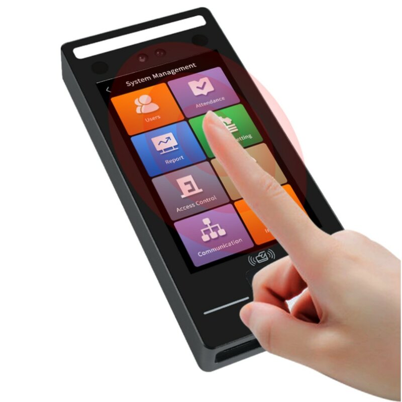 Контроль доступа к лицу с динамическим распознаванием отпечатков пальцев машина времени и посещаемости ABS 4,3-дюймовый IPS полноэкранный дисплей высокой четкости