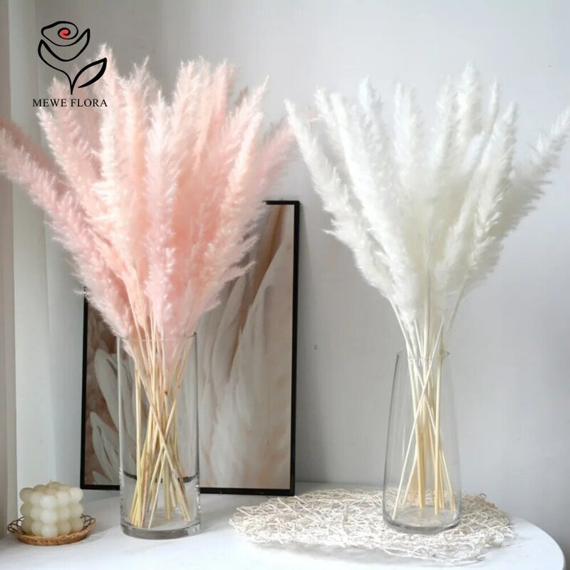 30pcs Mixed Colorful Fluffy Pampas Grass Natural Dried Flowers Decoration Home Interior Dining-table Fall Boho Wedding Bouquet