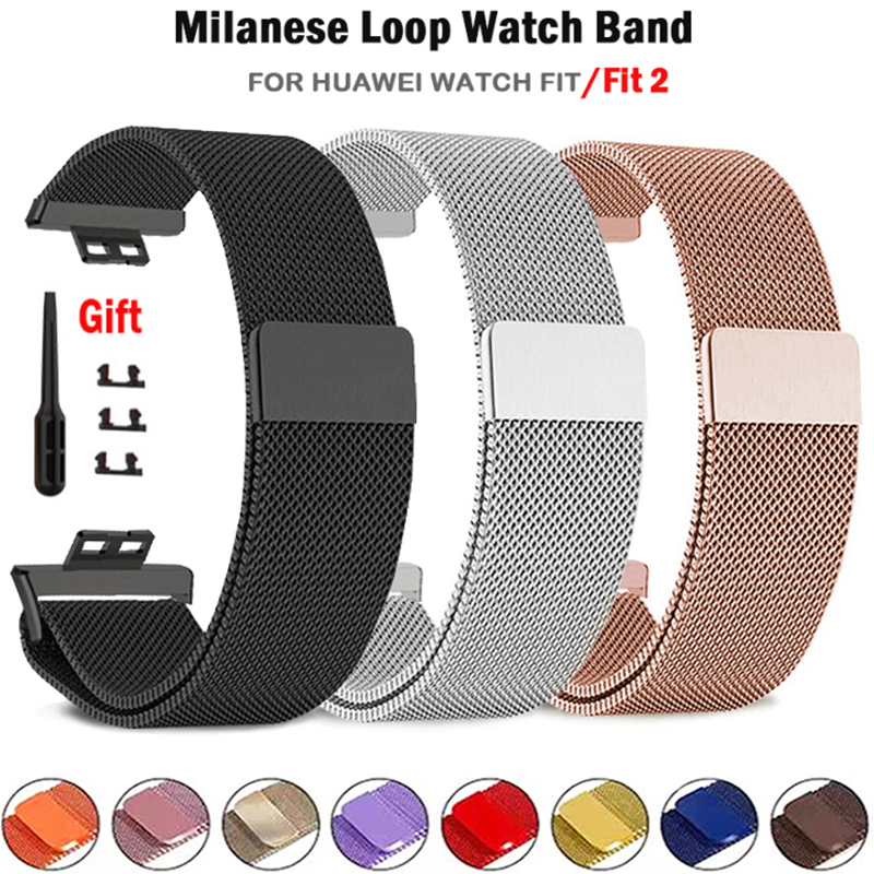 Milanese Band Voor Huawei Horloge Fit Band Smart Magnetische Lus Rvs Metalen Armband Voor Huawei Horloge Fit 2 Accessoires