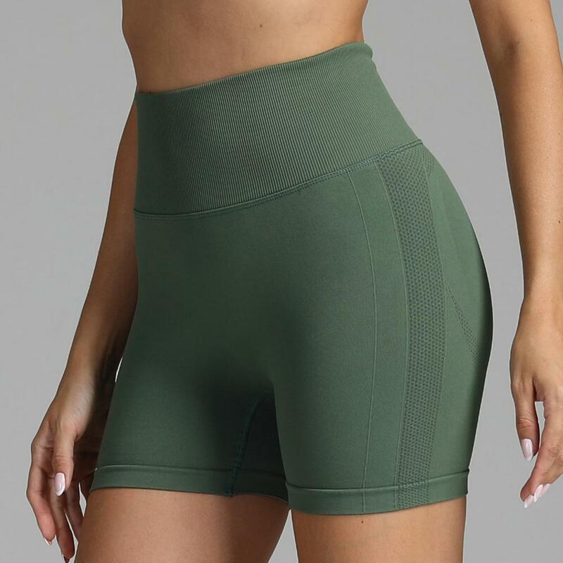 Pantalones cortos de Yoga para mujer, Shorts deportivos de cintura alta, suaves, con Control de barriga, sin costuras, para correr y Fitness