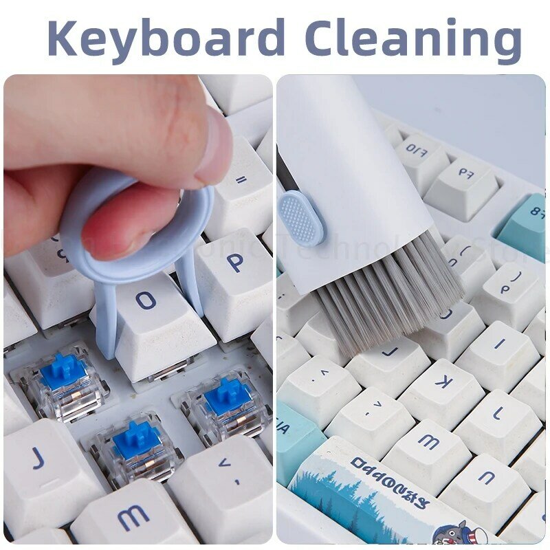 Kit de cepillo limpiador de teclado de ordenador 7 en 1, bolígrafo de limpieza de auriculares, Herramientas de limpieza de teléfono, Kit de extractor de teclas de limpiador, iPad