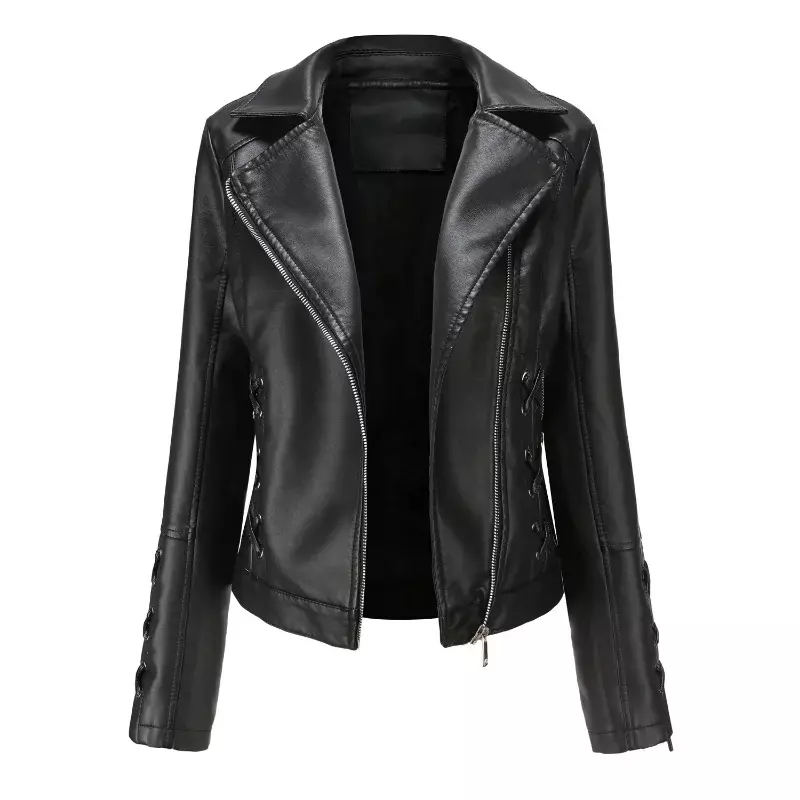 BTQWFD Women's Jackets Biker Clothing Spring Autumn Winter Faux Leather Casual Coats Female Motorcycles Outwear 2023 New Zipper
