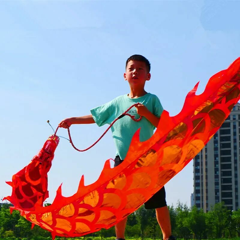 Dragón de Festival Chino para niños y adultos, accesorios de baile brillante, regalos de Año Nuevo, actuación en escenario, escuela, actividad cuadrada, 3/5m