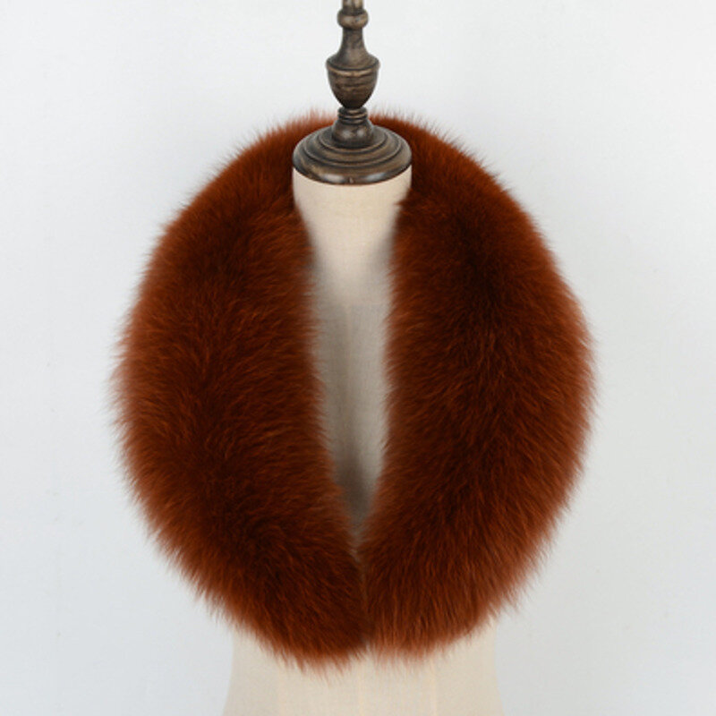 Real gola de pele de raposa para mulher e casaco masculino jaqueta de pele genuína cachecol xales gola de pele de luxo decoração lenços de pele preta