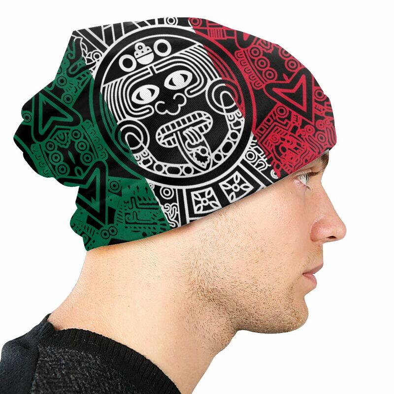 Gorros de protección con bandera mexicana para hombre y mujer, gorro fino lavado con calendario, estilo Azteca, informal, para ciclismo