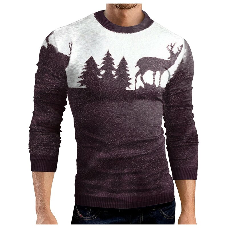 Autunno inverno natale maglione uomo pullover stampa cervo maglioni lavorati a maglia Unisex uomo donna divertente caldo maglione di natale