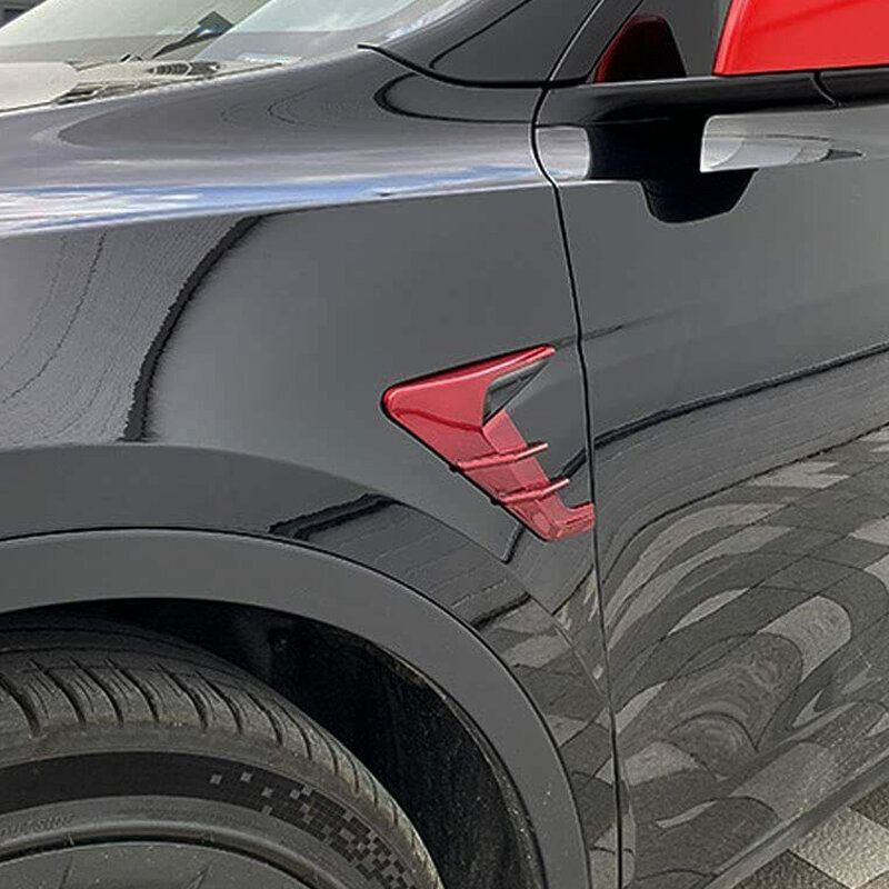 Couverture de Protection de l'aile avant gauche droite de la caméra, 1 paire, décoration rouge pour Tesla Model 3 Y 2021