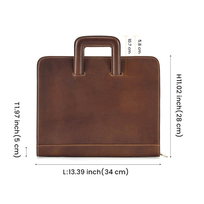 Lagtop-Bolso Padfolio de piel auténtica, bolsa con asa, Compendio multifunción, FolderL34 x W28 x T5cm, 13,3 pulgadas