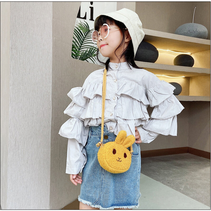 Bolso de hombro de felpa de dibujos animados de estilo japonés para mujer, bolso cruzado para niña pequeña, bolso lindo para niño