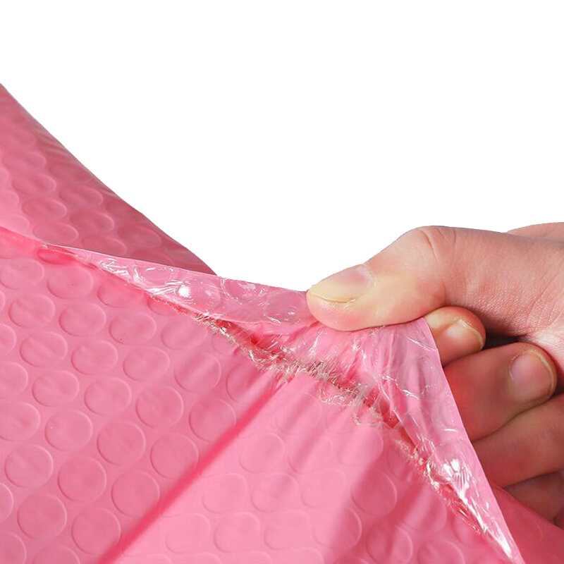 50 pces/lote saco de espuma rosa auto-selagem acolchoado envio envelope com saco de bolhas presente 18x23cm