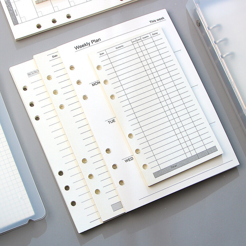 Блокнот А5/А6 со сменными листами, сменные внутренние страницы для спиральной тетради, дневника, еженедельного и ежемесячного планировщика, со списком и в точку