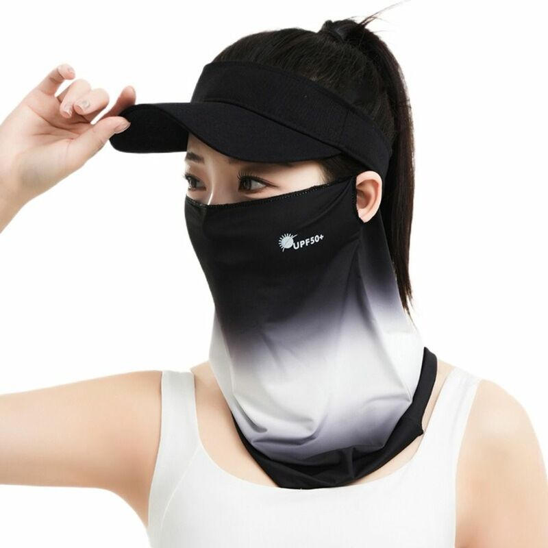 Letter Summer Ice Silk Face Mask Sun Protection Fishing Face Shield Sunscreen Face Veil Breathable Driving Mask