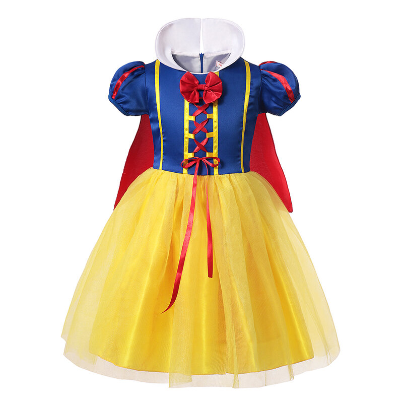 Vestido de princesa de Disney para niñas, disfraz de Blancanieves, manga abullonada, fiesta de cumpleaños