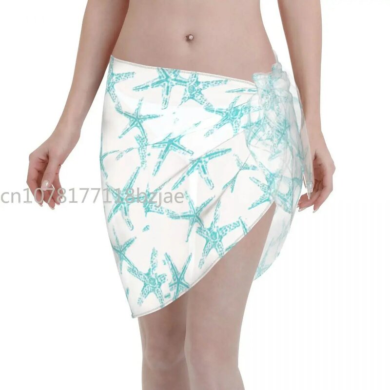 Zee Oceaan Vrouwen Cover Up Wrap Chiffon Badmode Pareo Sjaal Sarong Strandjurk Mode Zeester Bikini Cover-Ups Rok Badpak