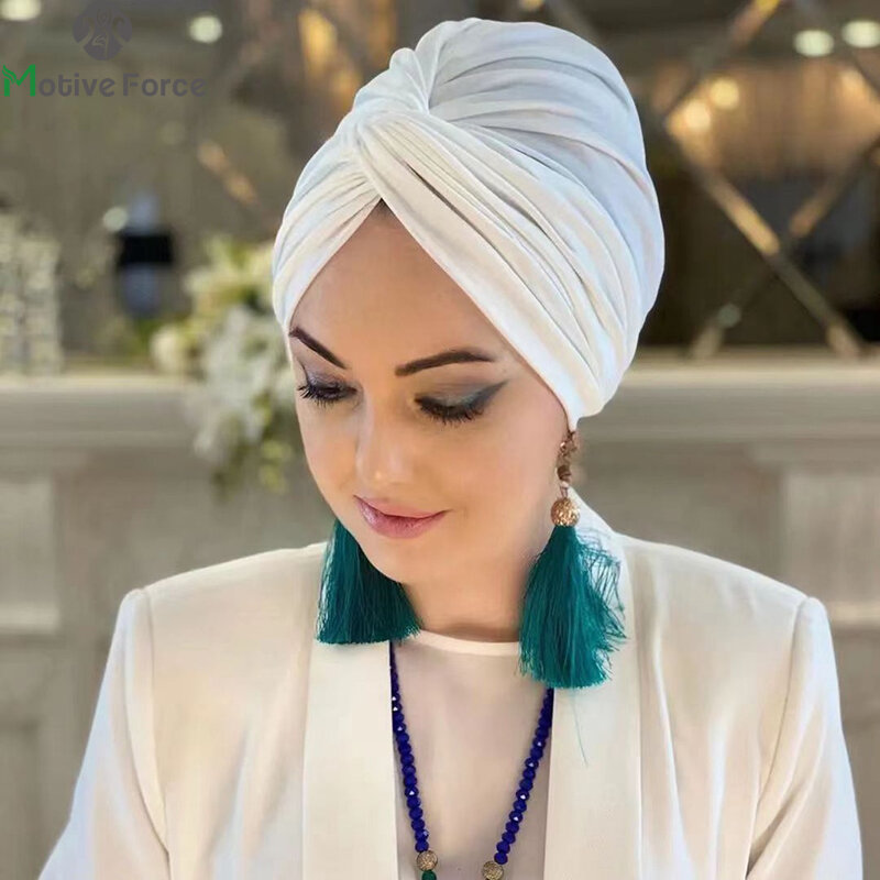 Topi jilbab putih Muslim, penutup kepala Abaya Hijab untuk wanita Islami, bungkus instan, topi sutra Modal Arab