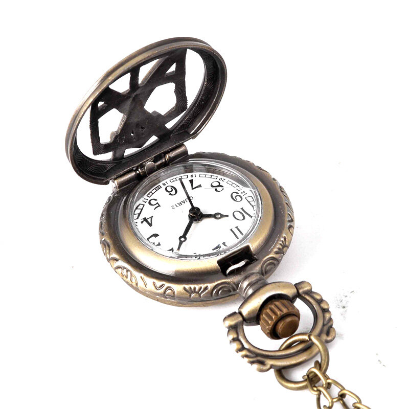 Jam Tangan Saku Pisau Ganda Silang Berongga Antik Kalung Jam Tangan Liontin Steampunk Kuarsa Perunggu untuk Ornamen Pria LL @ 17