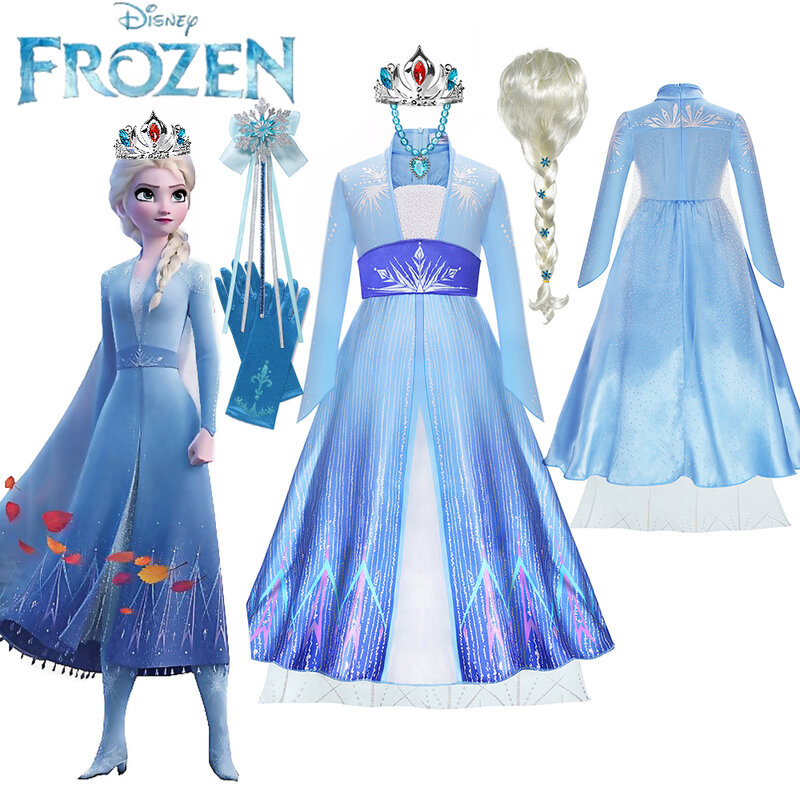 Disney Sneeuw Queen Elsa Kostuum Frozen 2 Cosplay Fancy Halloween Verjaardagsfeestjurken Outfit Kinderen Kleding Prinses Jurk Elsa