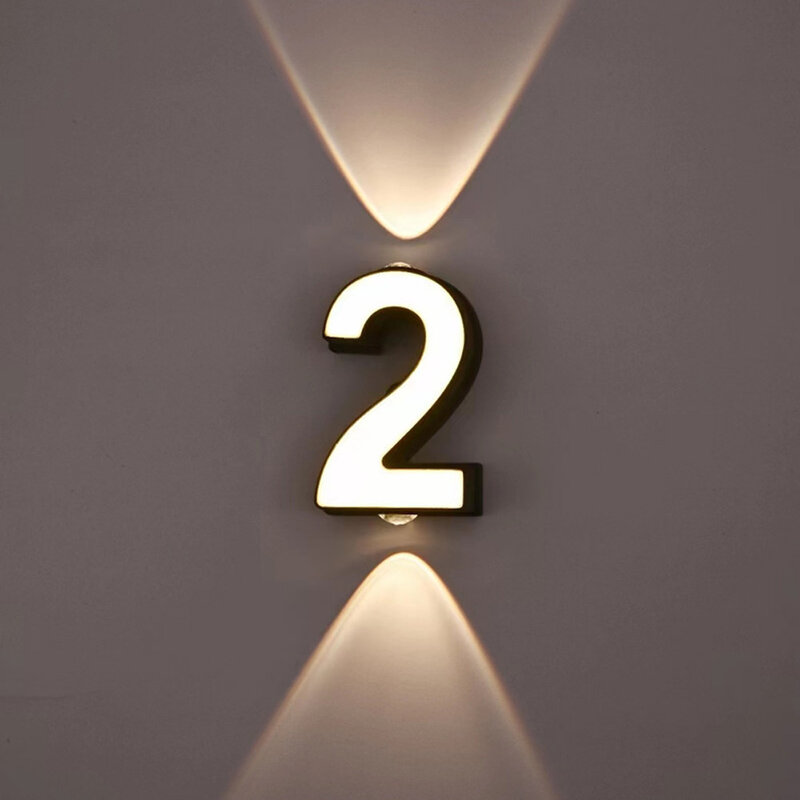 Luz LED cálida para pared exterior, señal de puerta de balcón y jardín, impermeable, 0-9 números