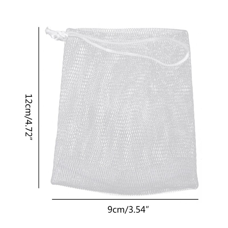 10PCS Exfoliating Mesh Soap  Bubble Foam Double Layer Net Soap Saver Bag Drawstring Holder Bags