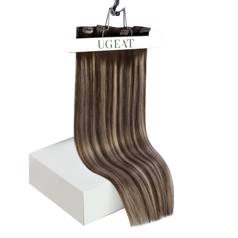 【NEW】Ugeat Clip In Human Hair Extensions Natural Hair Highlight Blonde Color Full Head Balayage Hair Extensions 5pcs/7pcs