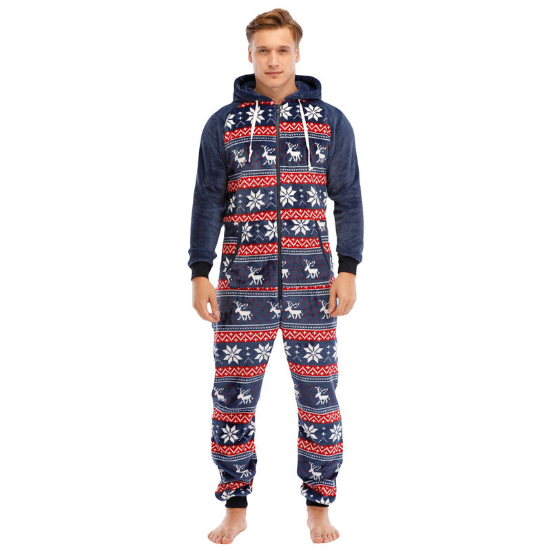 2024 Men's Sleepwear Autumn Winter Casual Flannel Hooded Jumpsuit Pajama Men New Jumpsuits Hoodie Sleepwear Pyjama Male Homewear