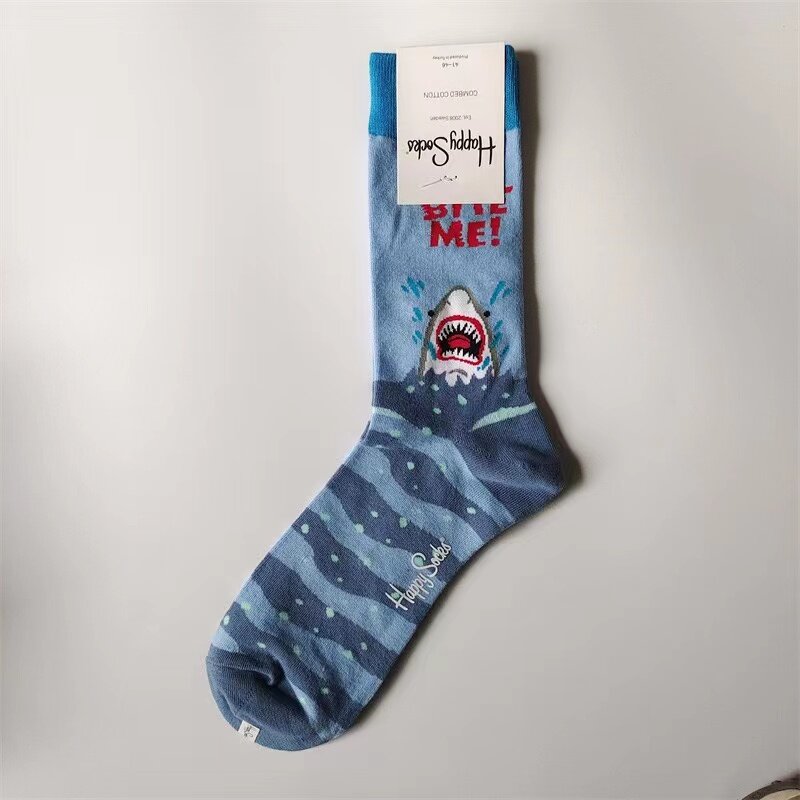 Happy Socken neue Herren Mid-Tube Socken vier Jahreszeiten reine Baumwolle klassische Socken Größe 41-46