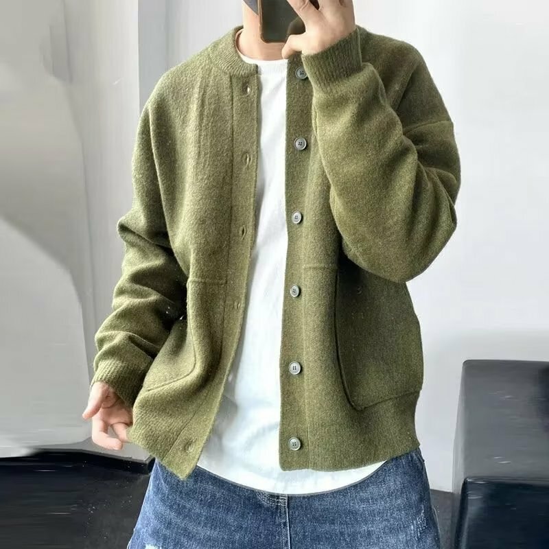 Nuova giacca in maglia Cardigan uomo moda di lusso maglione lavorato a maglia girocollo maglione allentato cappotto Boutique abbigliamento uomo