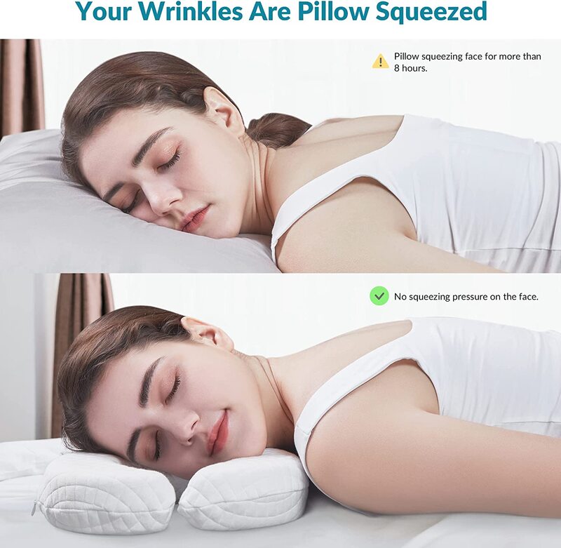 Almohada de cama de belleza antiarrugas, espuma viscoelástica, prevención de arrugas relajada, antienvejecimiento