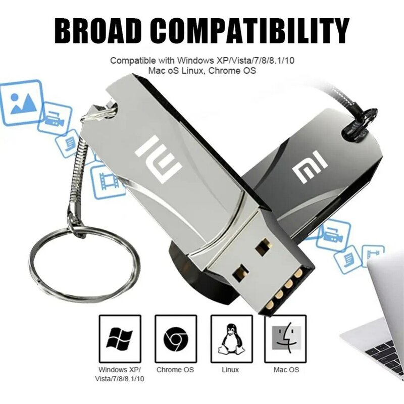 MIJIA-Xiaomi U Disk Metal Flash Drive, USB 3.0, Transfert de fichiers haute vitesse, 8 To, 4 To, Ultra-large capacité, Ordinateur étanche, 16 To