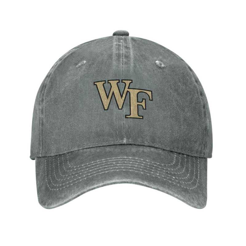 Casual Denim Cap com Demônio Deacons Logo Print, chapéu de malha com impressão gráfica, Wake Forest Baseball Cap