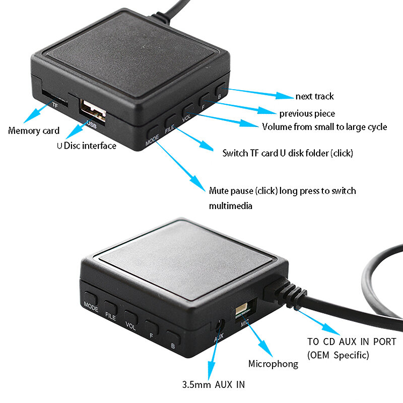 Modul Bluetooth mobil 6 Pin AUX TF adaptor USB pemutar Radio nirkabel modul Audio Stereo untuk Renault 2005-2011